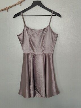 Tiffany Studios Mauve Satin Mini Cocktail Skater Dress Small NWOT